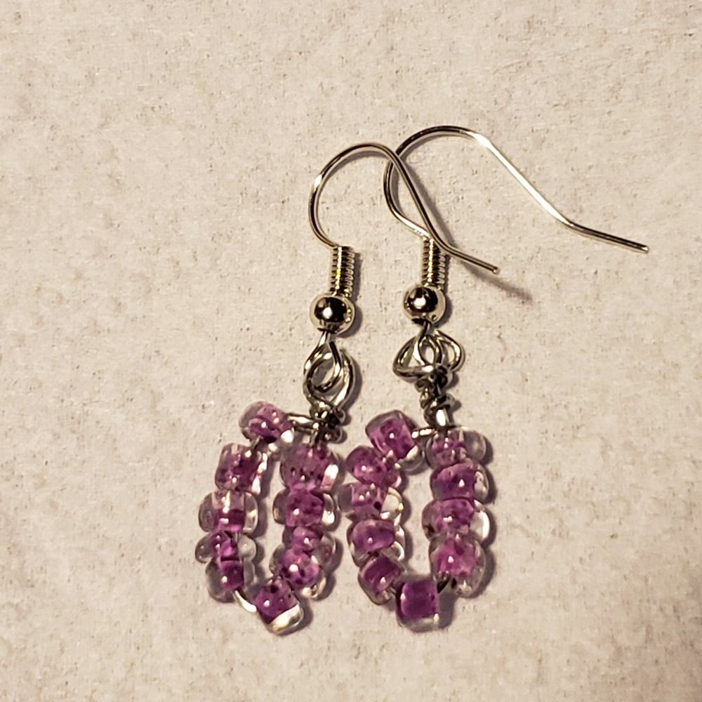 Hooked Purple Handmade Earring
